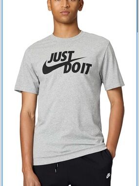 Nike Men’s Light Gray 'Just Do It' Logo Short Sleeve Tee